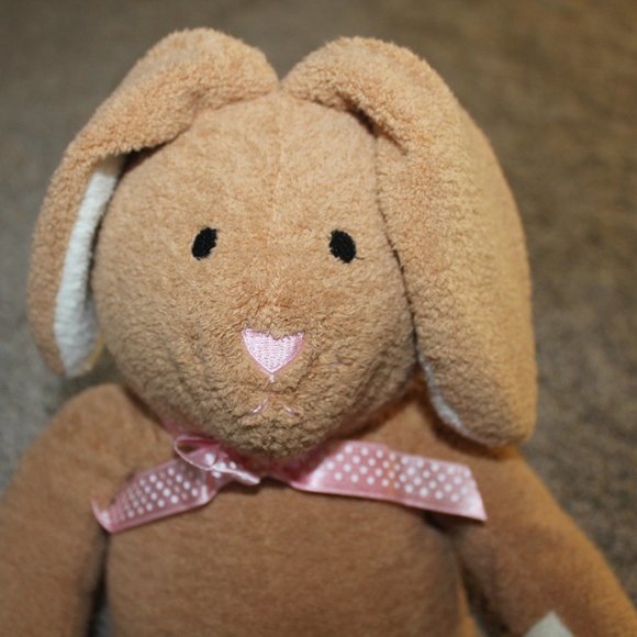 Commonwealth Tan Plush Bunny Pink Bow 16" Toy - Picture 2 of 5